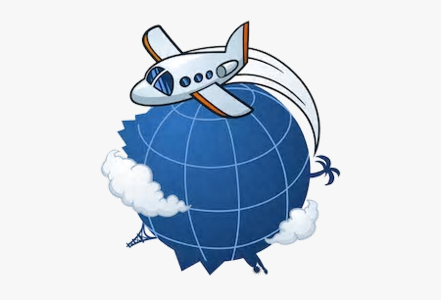 Travel Around The World - Cartoon Airplane Flying Around The World, Transparent Clipart