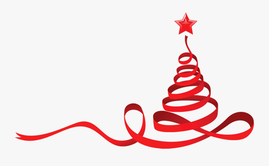 Christmas Tree Ribbon Clip Art - Red Christmas Tree Vector, Transparent Clipart