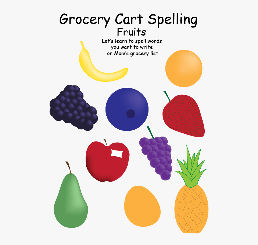 Grocery Cart Spelling - Seedless Fruit, Transparent Clipart