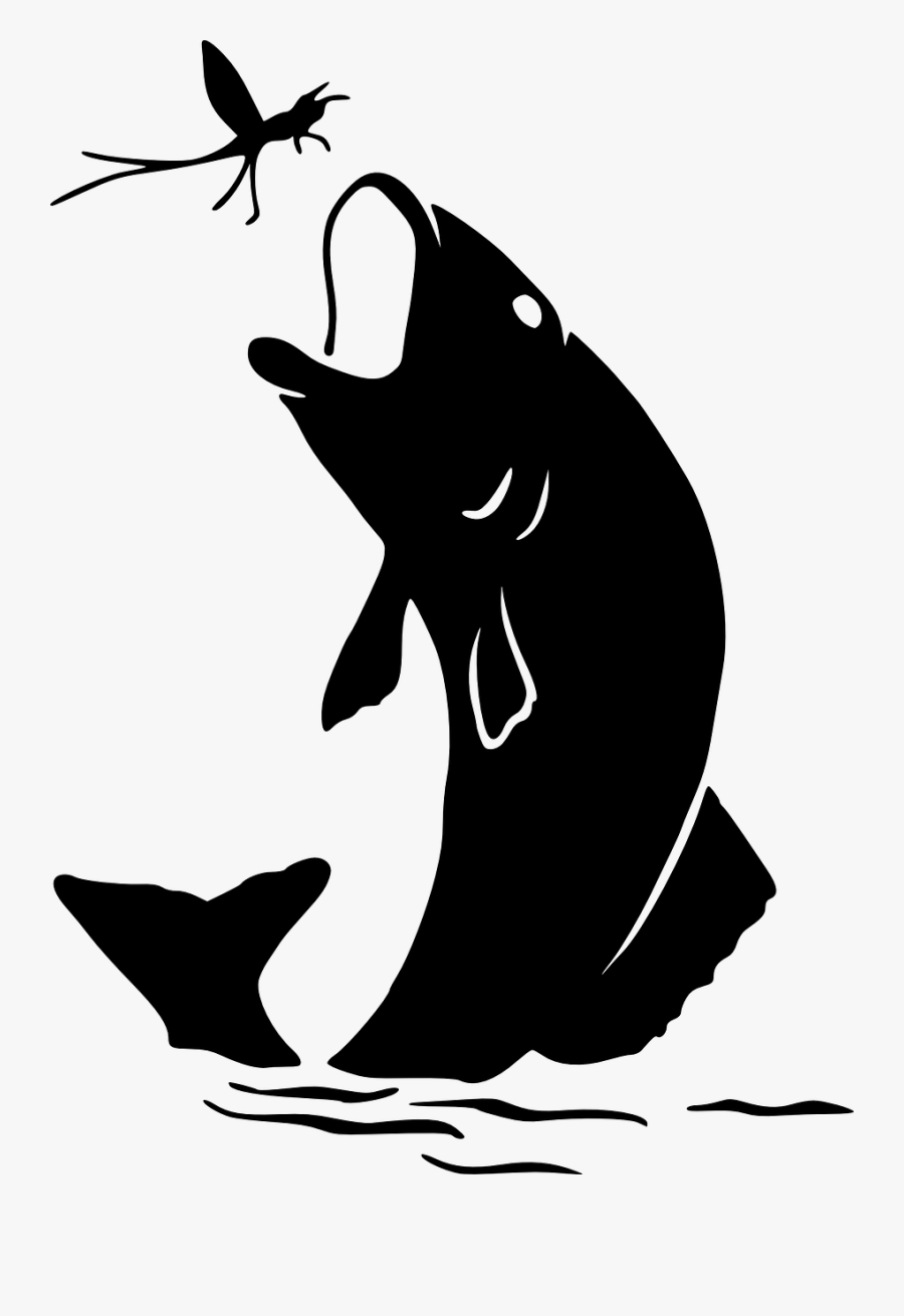 Fishing Silhouette Clip Art - Fish Jumping Out Of Water Silhouette, Transparent Clipart