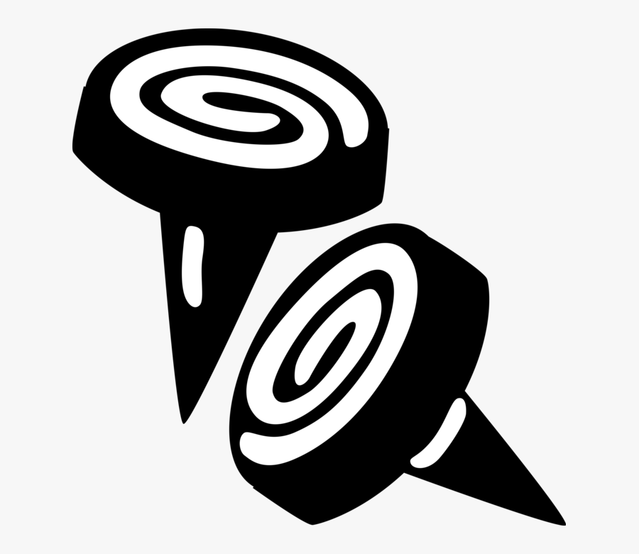 Vector Illustration Of Push Pin Or Thumb Tack Fastens - Emblem, Transparent Clipart