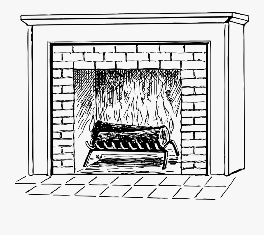 Fire, Firebox, Fireplace, Firewood, Heating, Log, Wood - Free Black And White Clipart Fireplace, Transparent Clipart