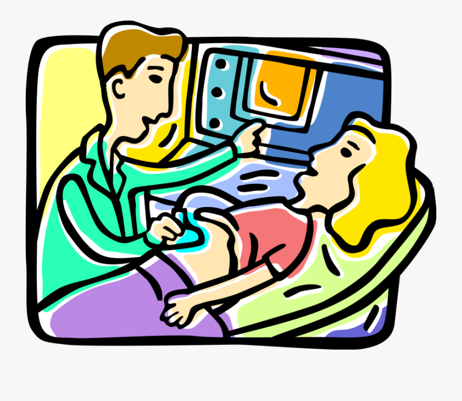 Vector Illustration Of Pregnant Parent Mother With - Ultrasound Clipart, Transparent Clipart