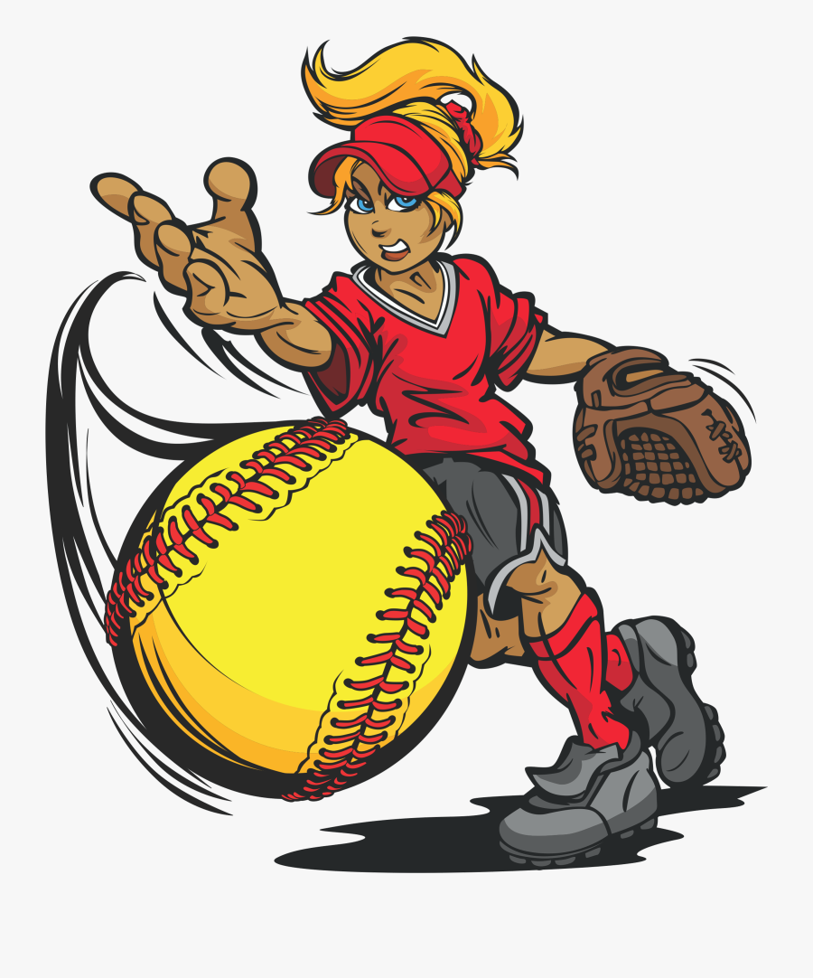 Transparent Softball Cartoon - Girls Softball Clipart, Transparent Clipart