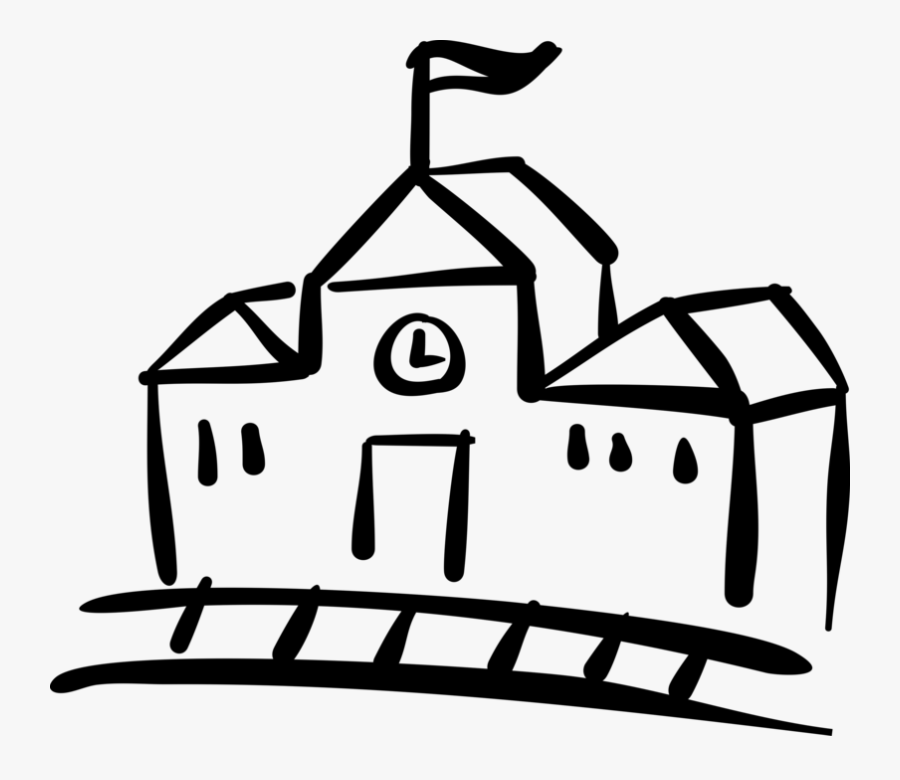 Vector Illustration Of Railroad Rail Transport Speeding - School House Clip Art, Transparent Clipart