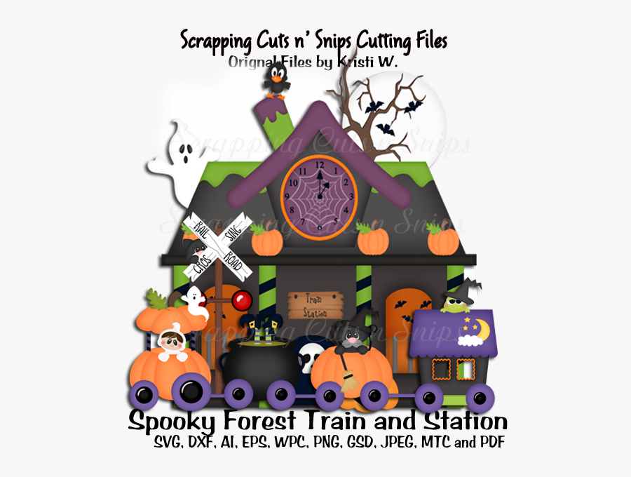 Spooky Forest Train And Station Cutting File Sets, Transparent Clipart
