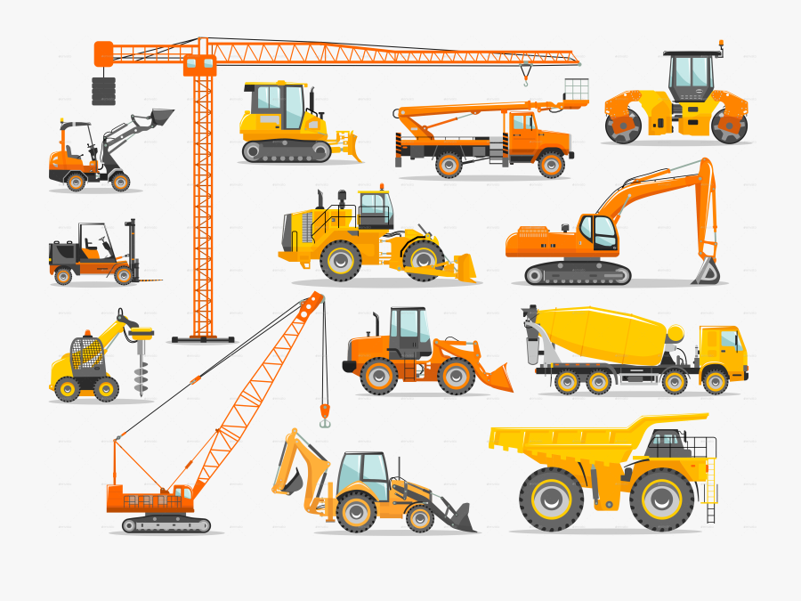 Construction Machinery Vector, Transparent Clipart