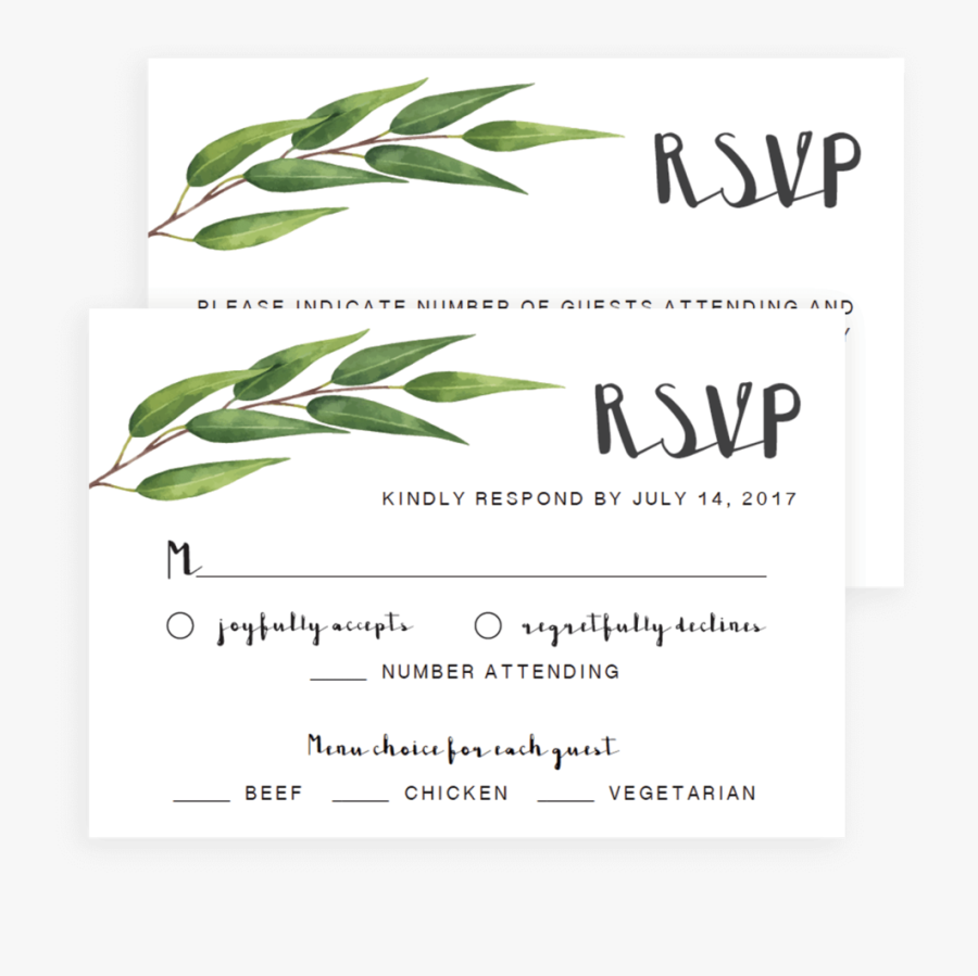 Template Rsvp Wedding Résumé Party - Printable Rsvp Cards For Wedding, Transparent Clipart