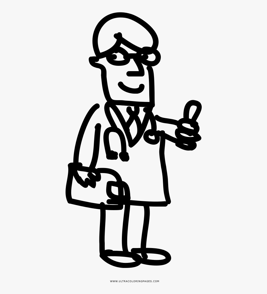 Doctor Coloring Page - Drawing, Transparent Clipart