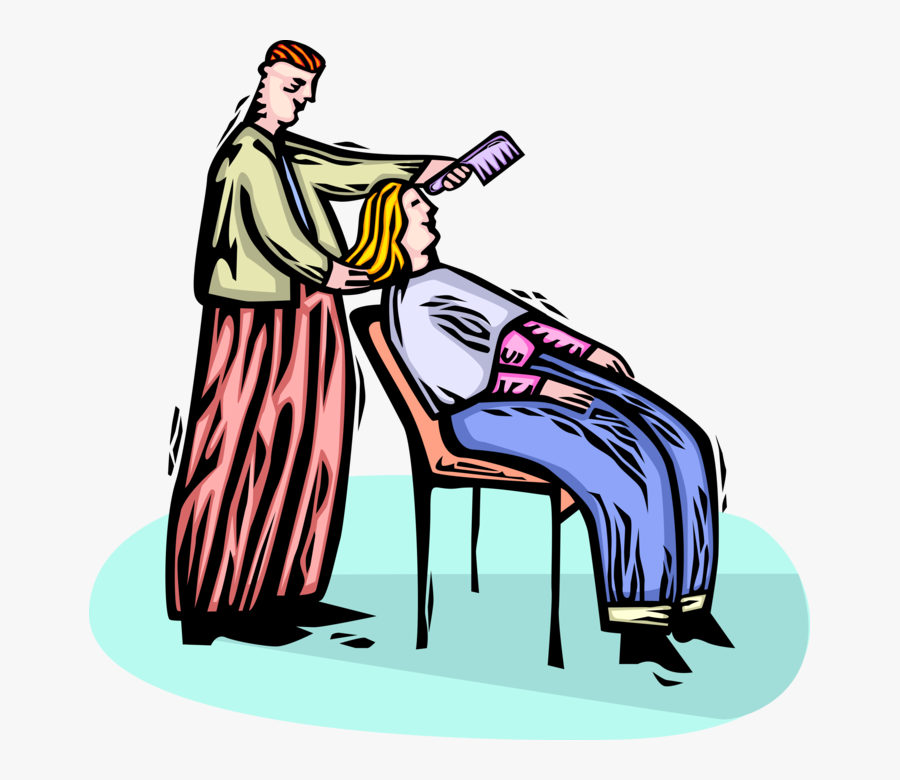 Vector Illustration Of Customer At Beauty Salon Hairdresser - Illustration, Transparent Clipart
