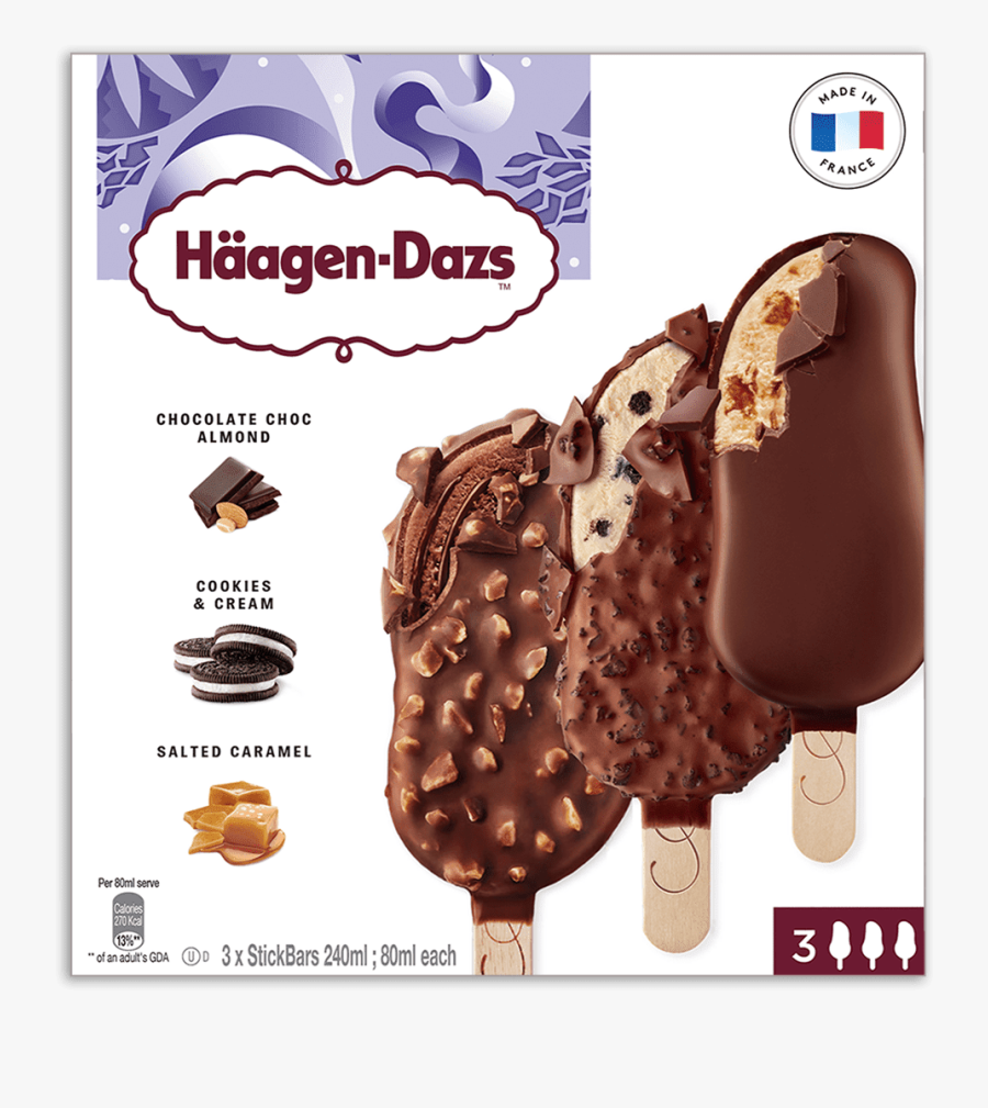 Cookies And Cream Salted Caramel Choc Choc Almond Stickbar - Chocolate Choc Almond Haagen Dazs Calories, Transparent Clipart