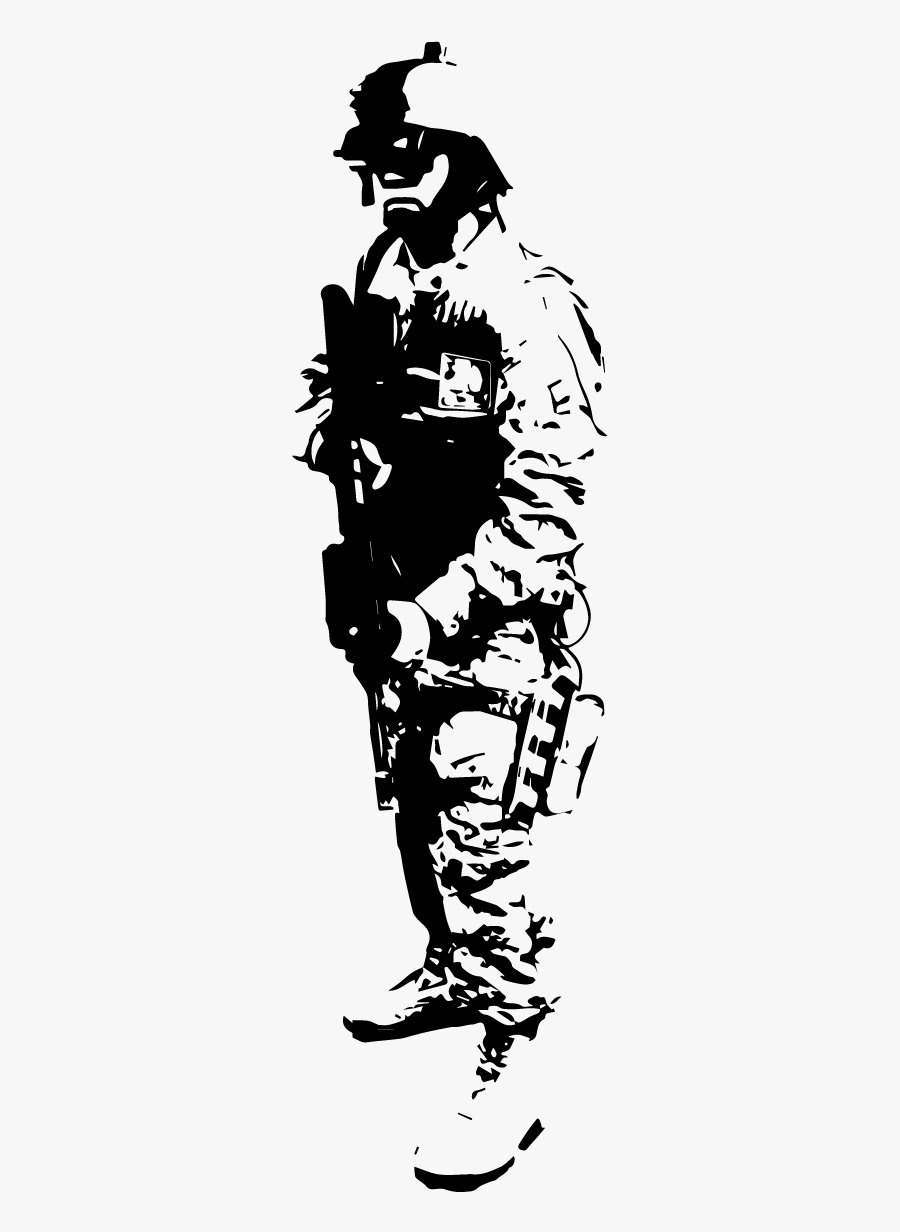 Soldier Lowered Rifle Down Silhouette Vector Graphic - Silhouette Army Vector Png, Transparent Clipart