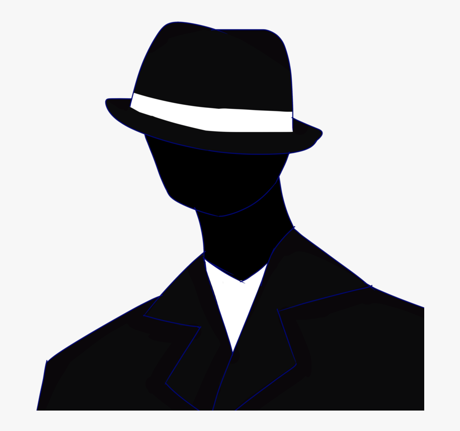Fedora Silhouette Black White Clip Art - Mystery Man Png, Transparent Clipart