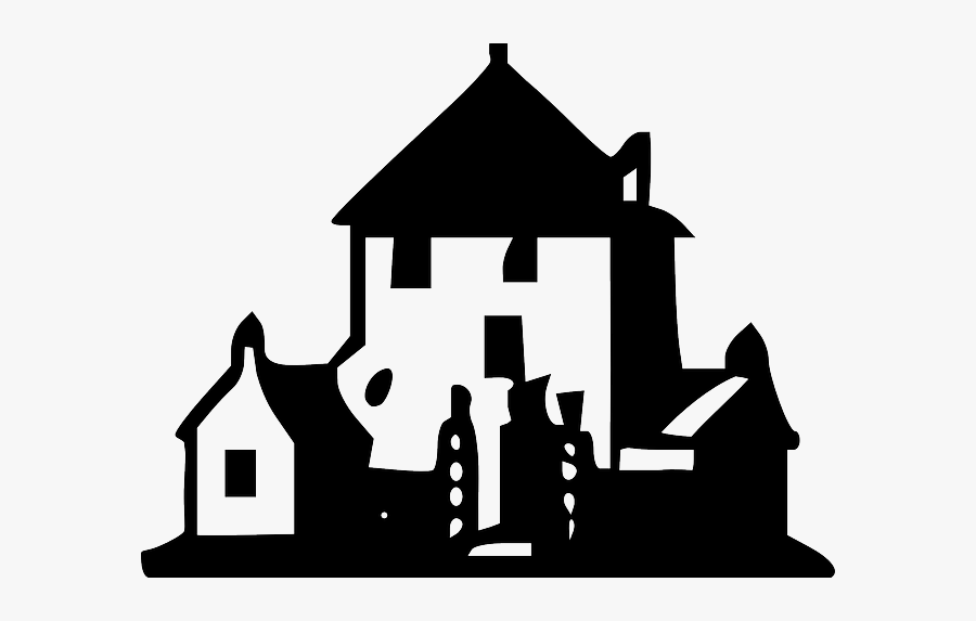 Building, House, Outline, Houses, Dark, Estate, Real - Black And White Mansion Clipart, Transparent Clipart