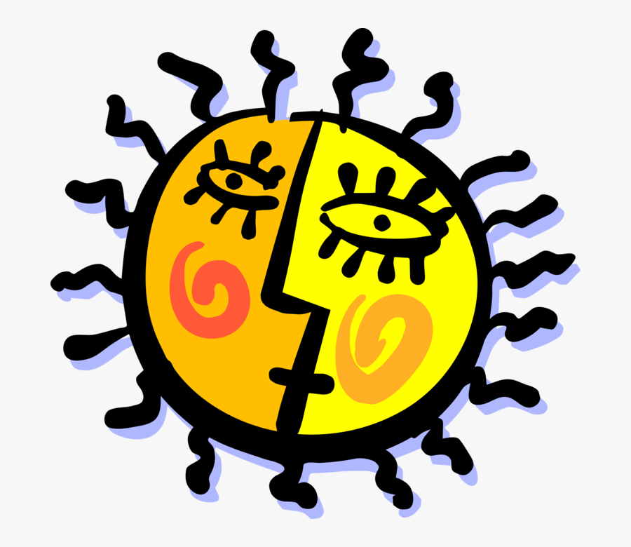 Vector Illustration Of The Personified Sun - Sun, Transparent Clipart