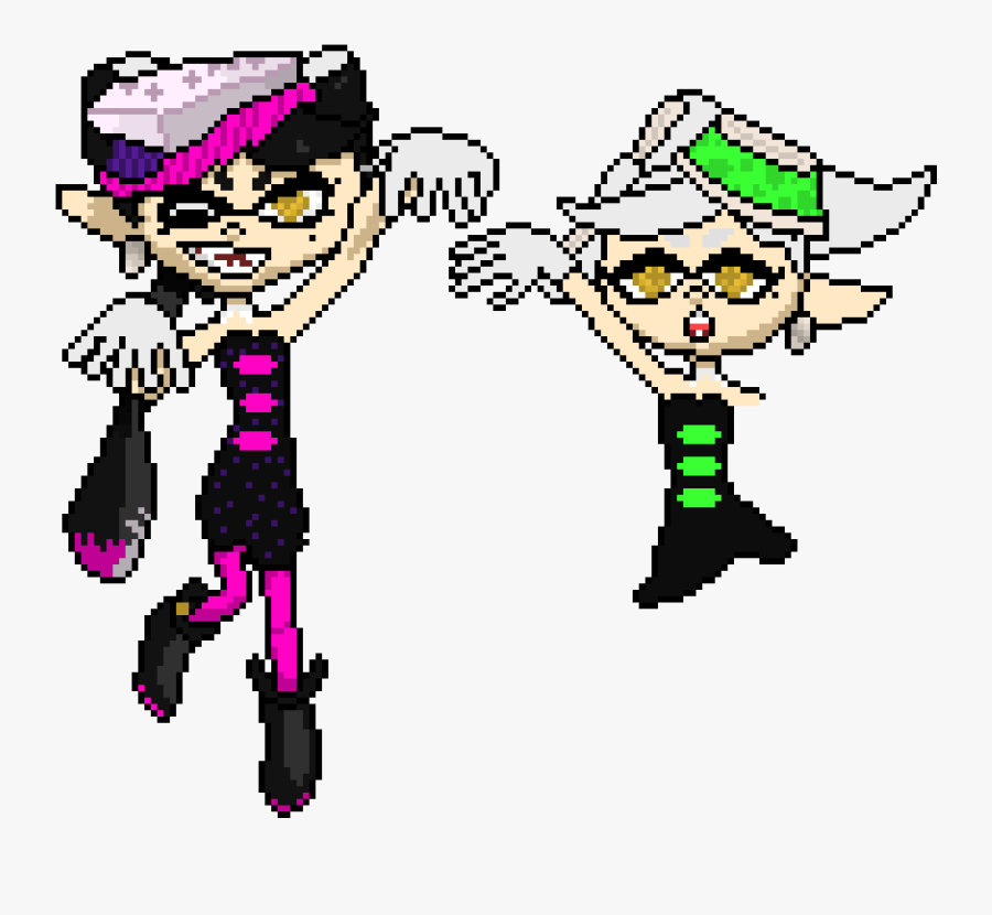 Squid Sisters Pixel Art, Transparent Clipart