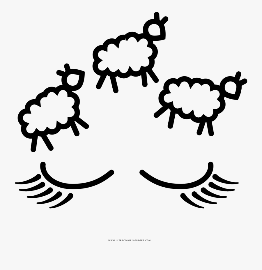 Counting Sheep Coloring Page - Line Art, Transparent Clipart
