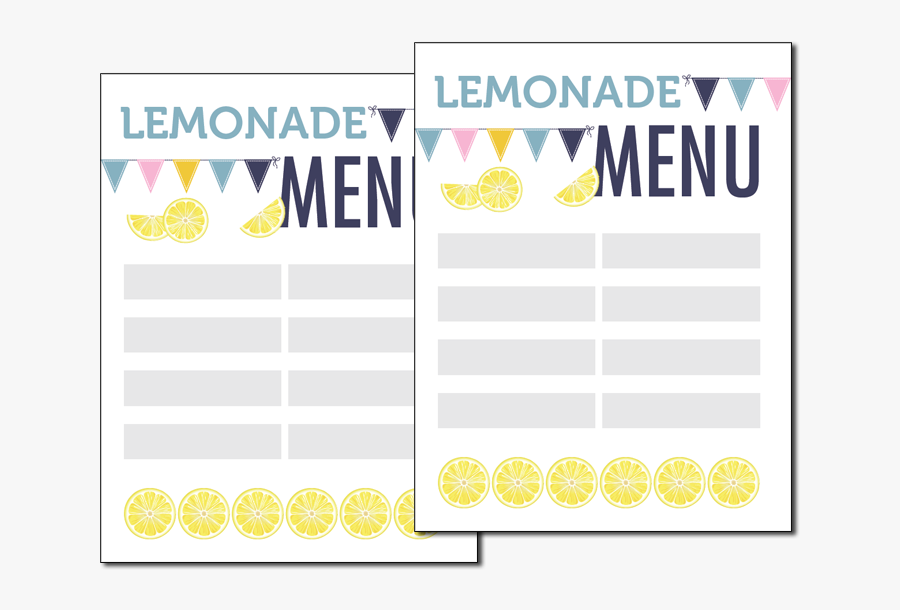 Lemonade Stand Menu, Transparent Clipart