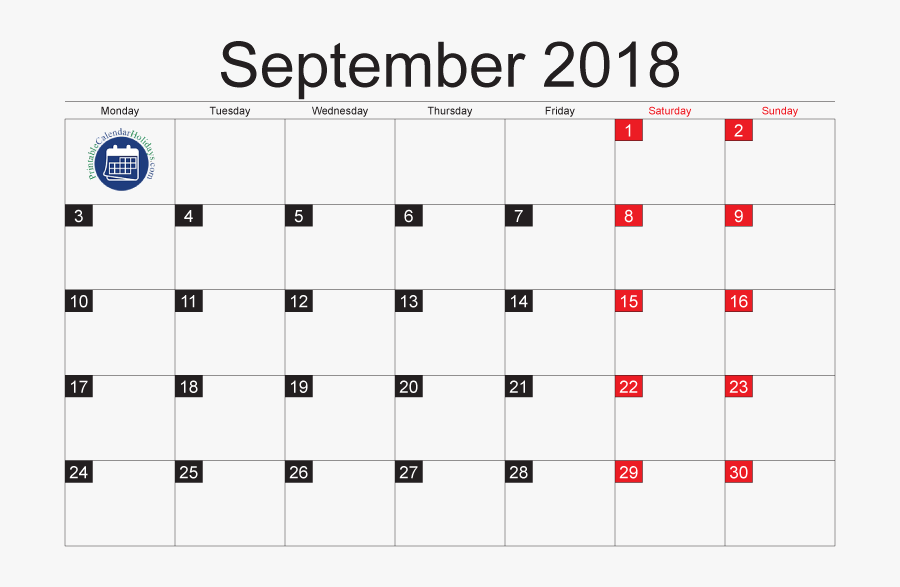 Clip Art Calendar Template 2017 Pdf - September 2018 Calendar Moon Phases, Transparent Clipart