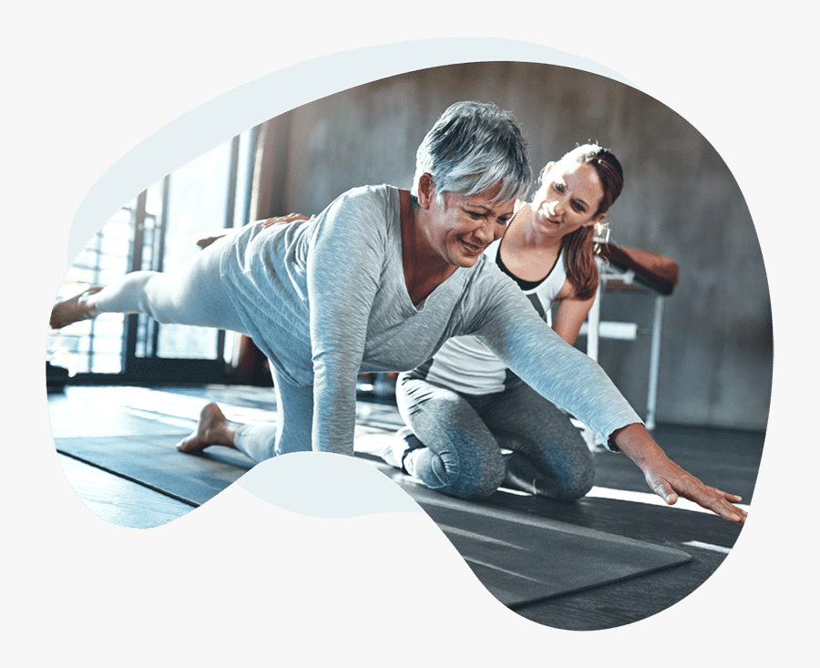 Caregiver And Client Exercising, Transparent Clipart