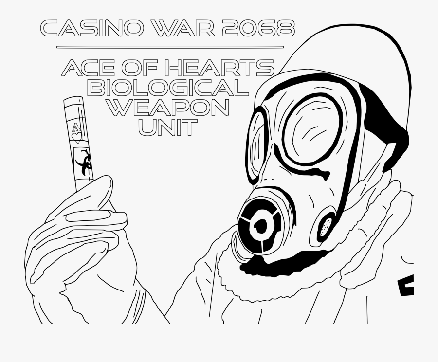 Biological Weapons Ace Of Heart Casino War Coloring - Biological Weapons Drawing Ww1, Transparent Clipart