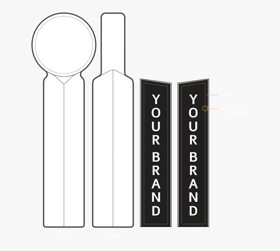 Tap Handle Decals Sizing Reference Graphic , Free Transparent Clipart