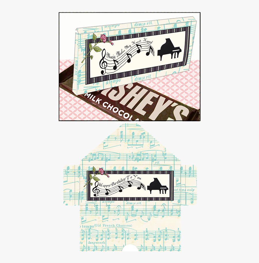 Printable Candy Bar Pockets "piano", Transparent Clipart