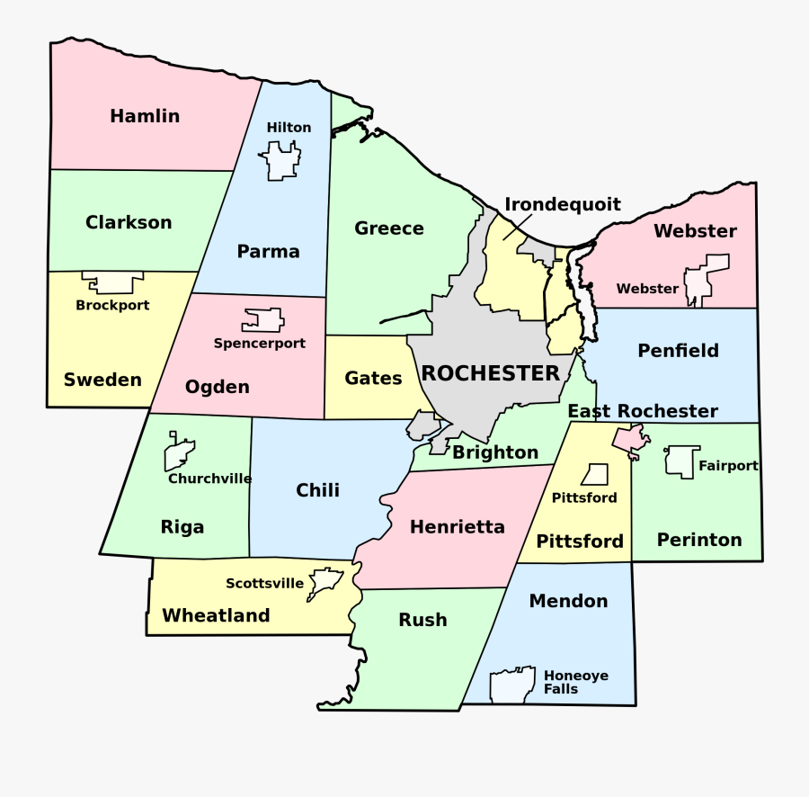 Maps Vector Town - Towns Of Monroe County Ny, Transparent Clipart