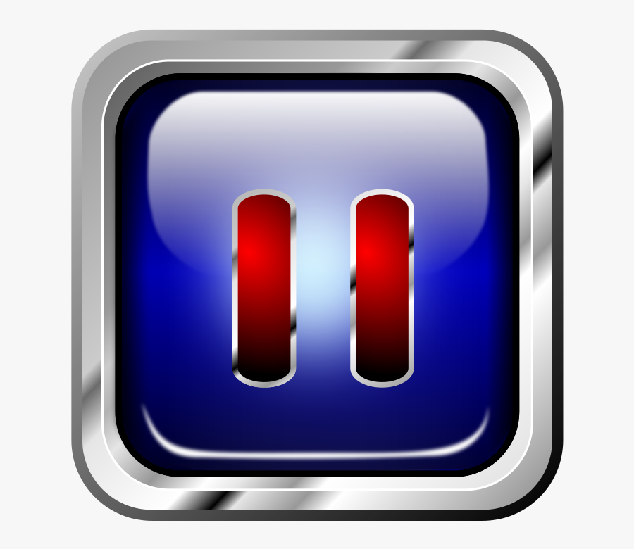 Icon Blue Multimedia Pause - Metal Button Png Icon, Transparent Clipart