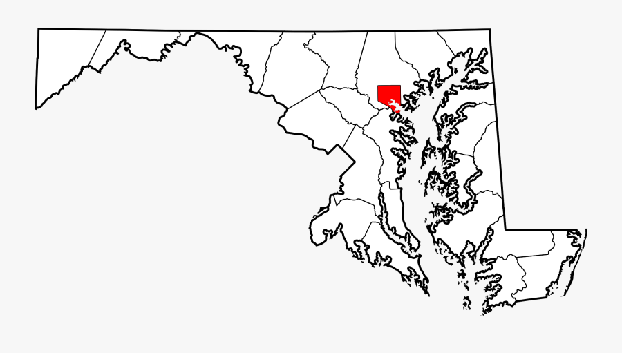 Free Vector Map Baltimore - Frederick County Maryland, Transparent Clipart