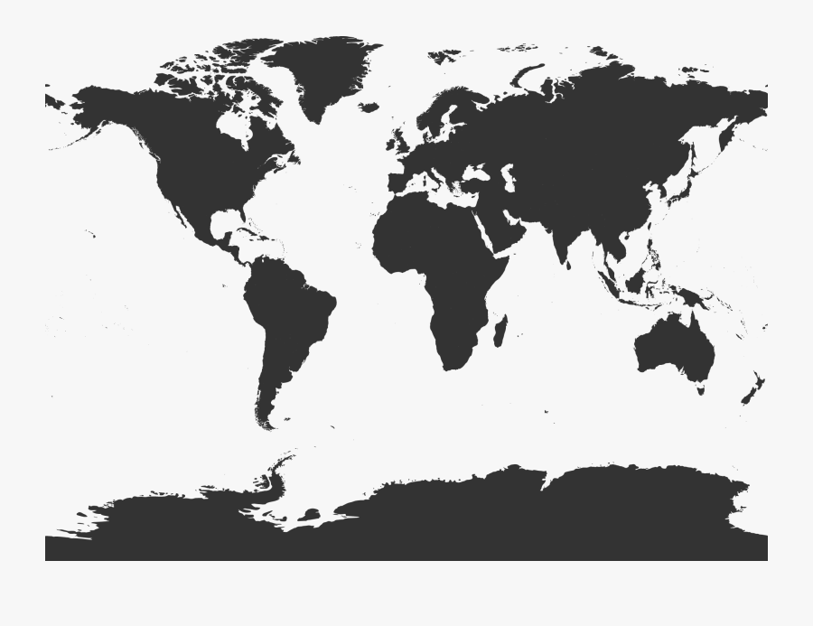 World Map Black And White Png, Transparent Clipart