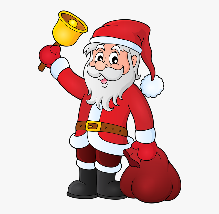 Transparent Santa Running Clipart - Santa Claus Bell, Transparent Clipart