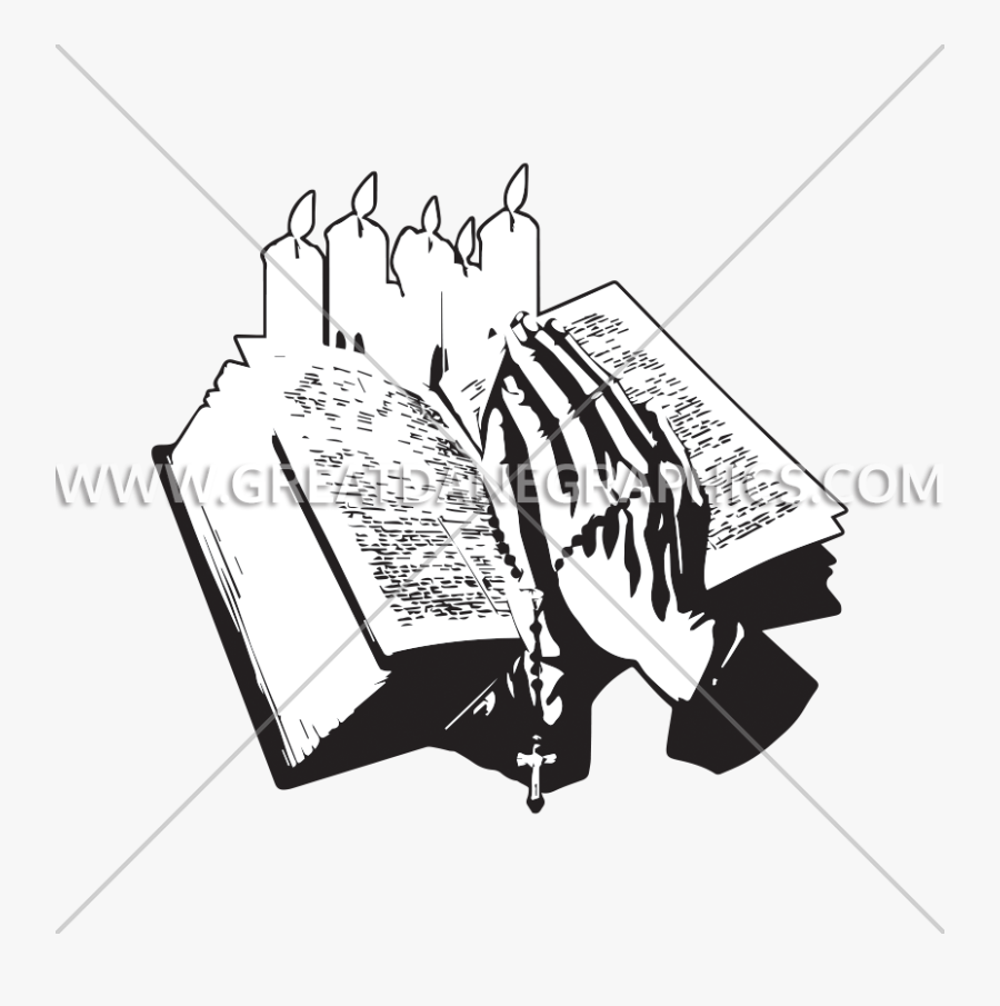 Pray With Production Ready Artwork For T - Holding Bible Sketch, Transparent Clipart
