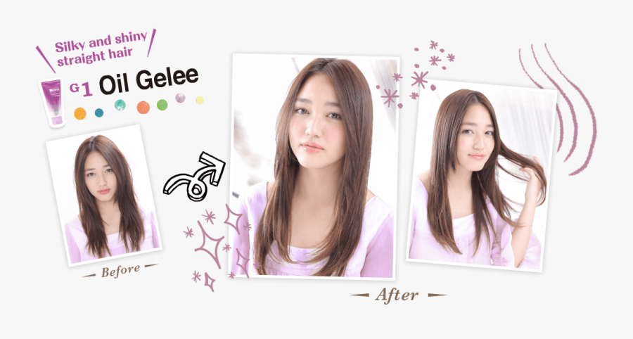 Silky And Shiny Straight Hair G1 Oil Gelee - Girl, Transparent Clipart