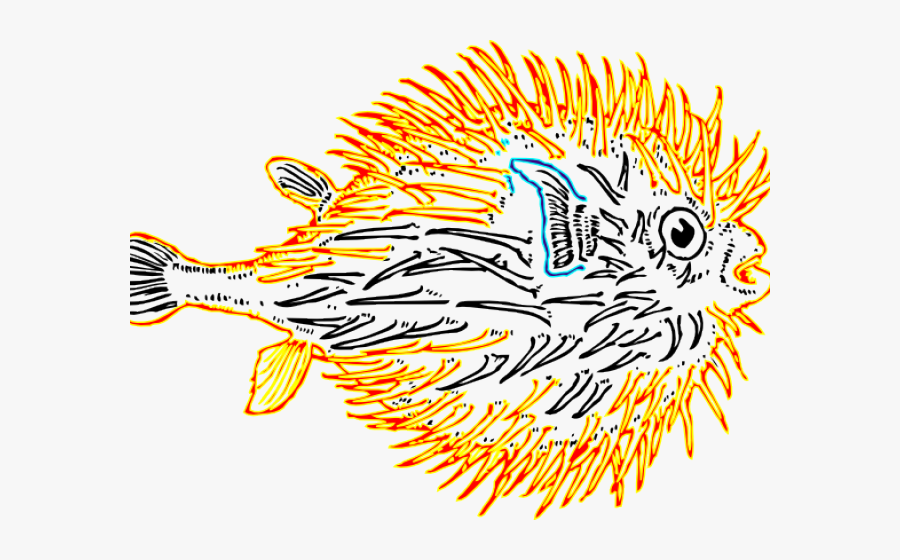 Blowfish Clipart Yellow - Blowfish Black And White, Transparent Clipart