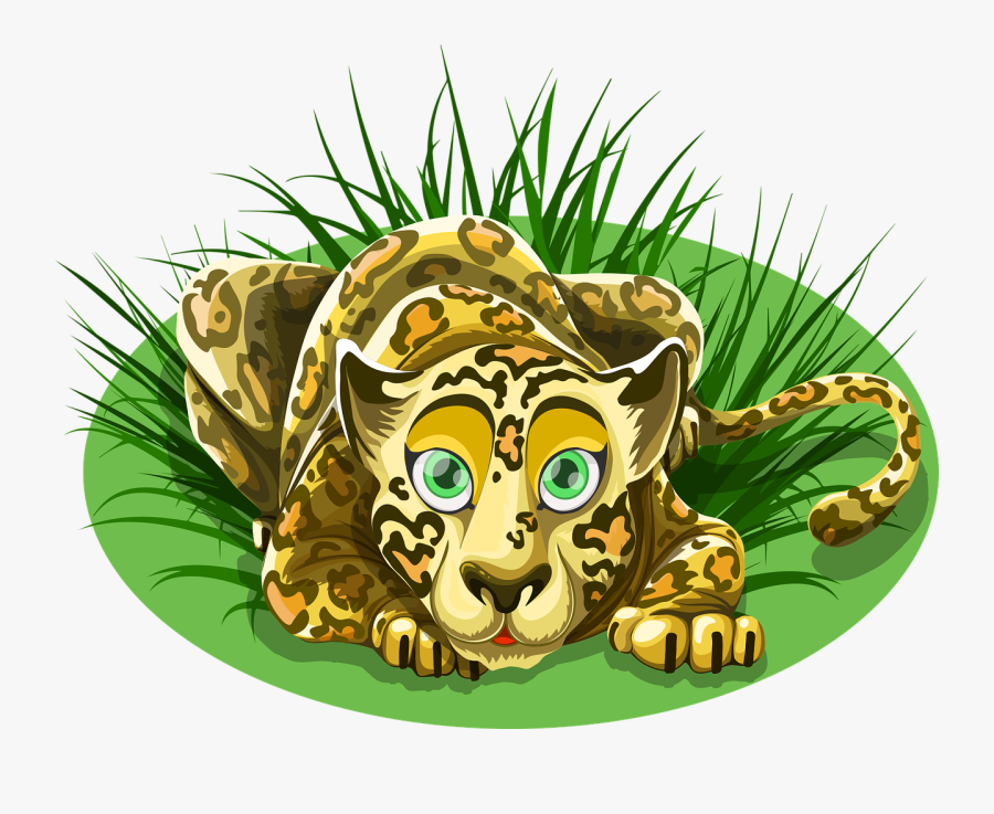 Leopards Cartoon Grass, Transparent Clipart