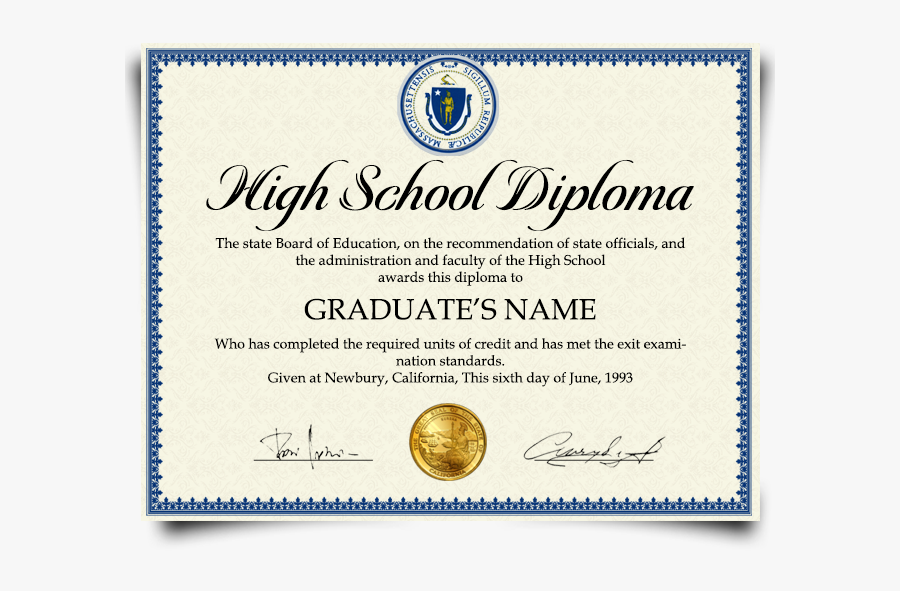 Diploma Clipart High School - Massachusetts, Transparent Clipart