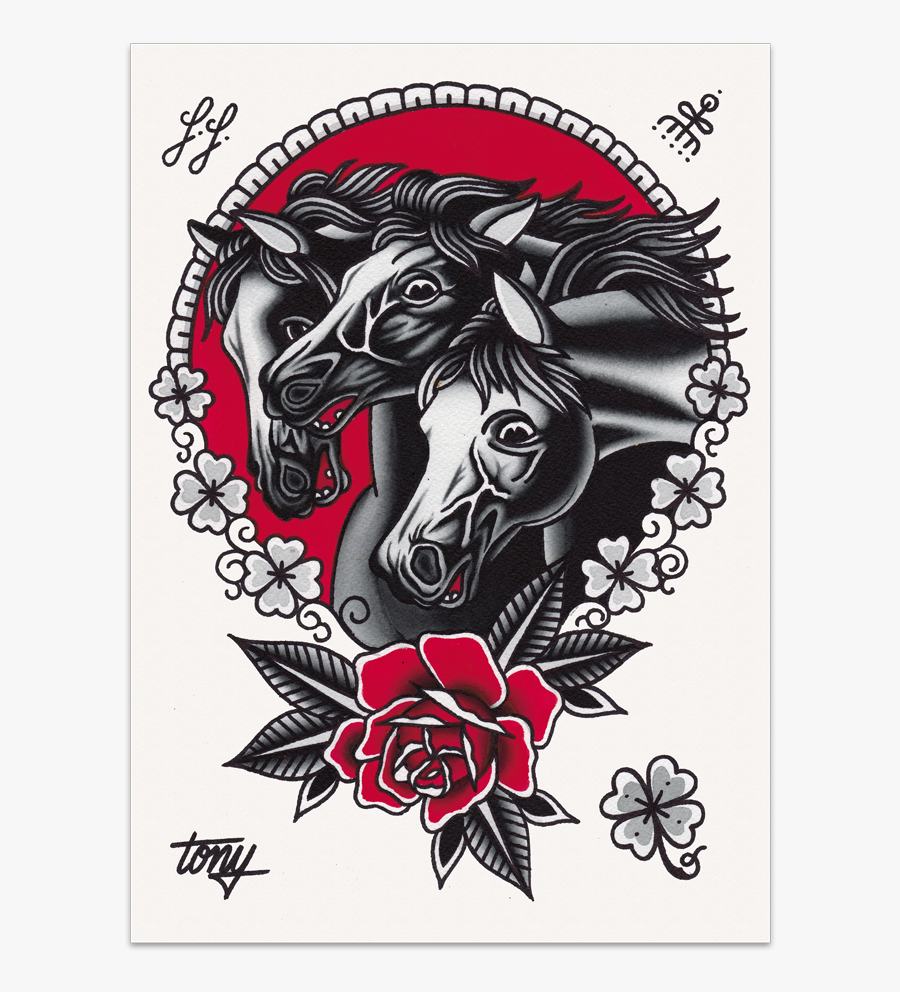 Pharaoh S Horses Old - Traditional Pharaohs Horse Tattoo, Transparent Clipart