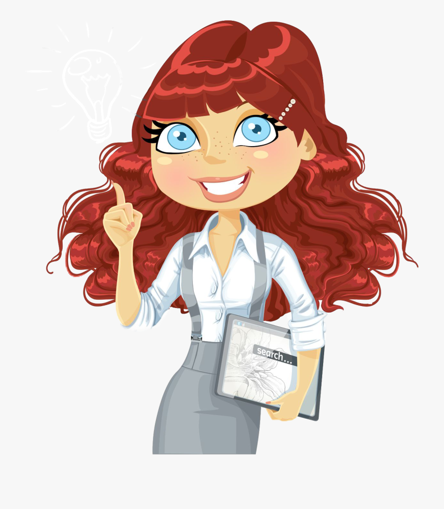 Easy 3 Step Work At Home Program Girl With Computer - Girl With Red Curly Hair Clipart, Transparent Clipart