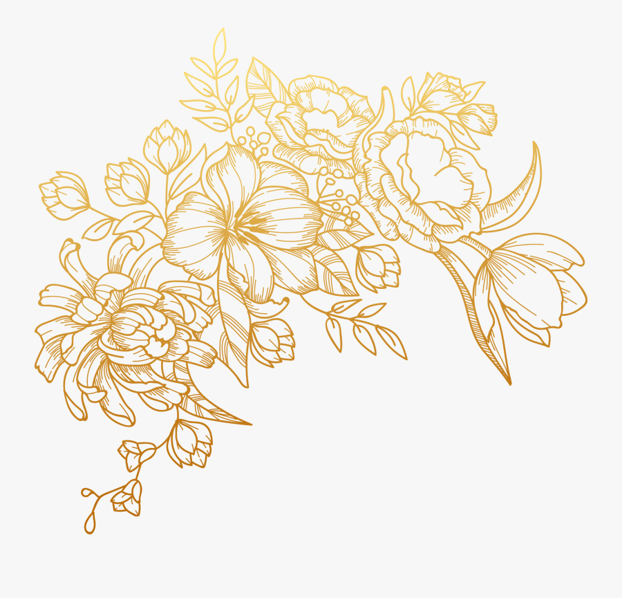 Golden Flower Painted Euclidean Vector Flowers Clipart - Gold Flower Png, Transparent Clipart