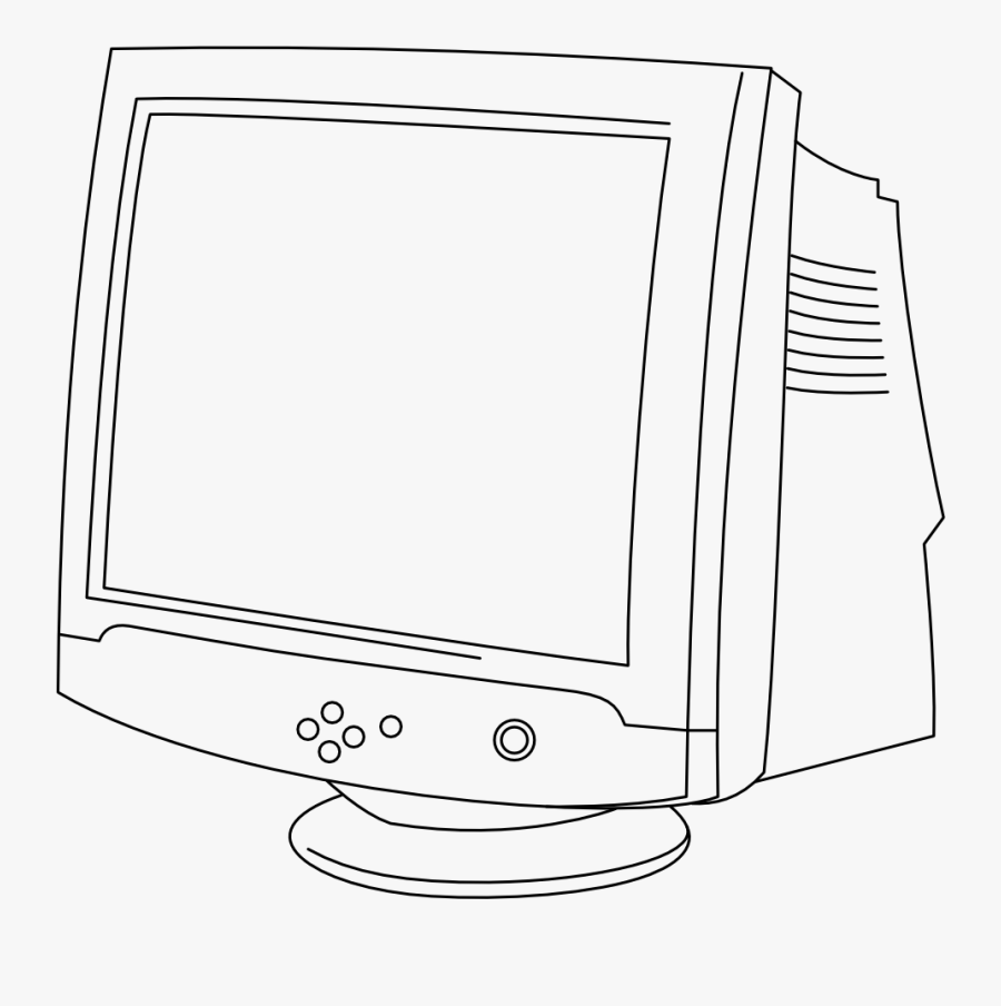 Clipart Crt In Line - Crt Monitor Clipart Black And White, Transparent Clipart