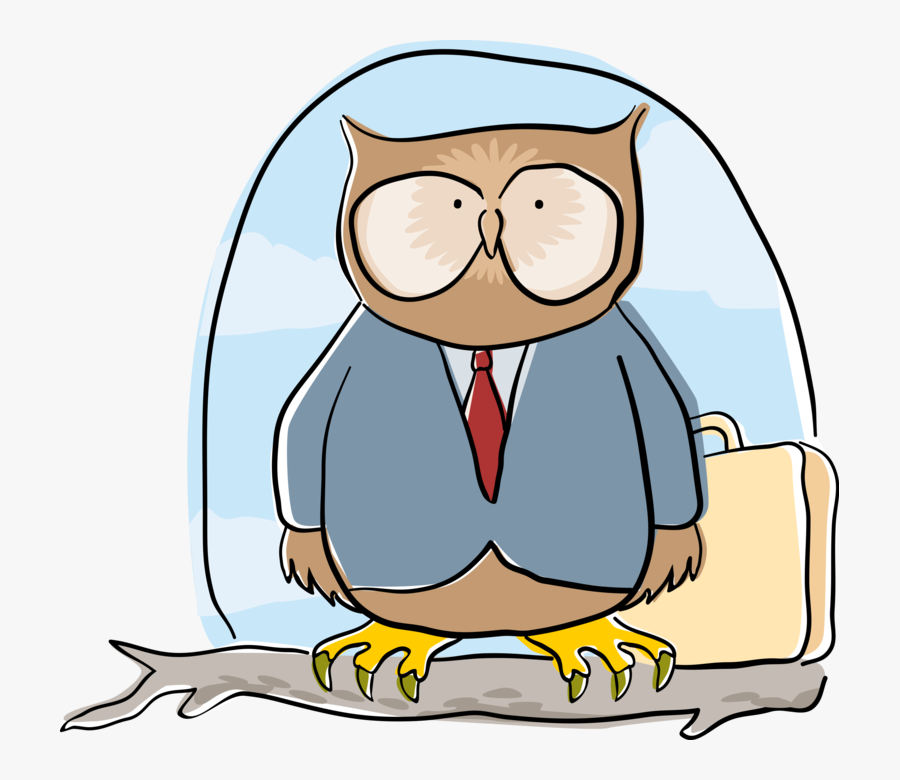 Vector Illustration Of Business Wise Owl Sitting On - Cartoon, Transparent Clipart