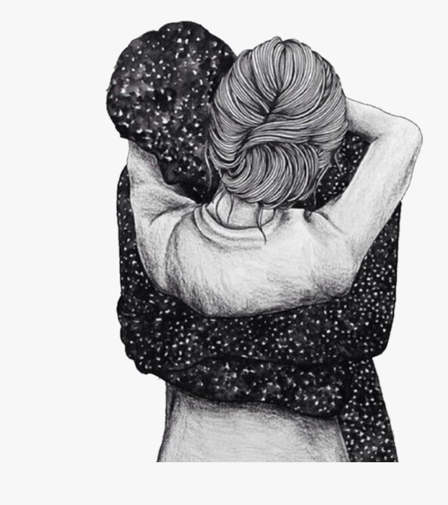 #blackandwhite #you #love #hug #draw #tumblr - Hug Drawing, Transparent Clipart