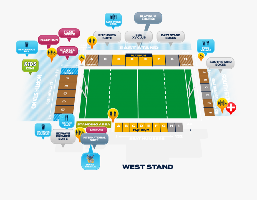 Stadium Map - Worcester Warriors Car Park E, Transparent Clipart