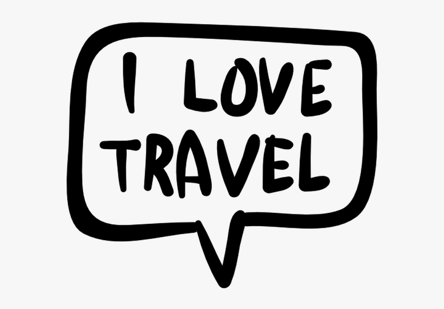 Clip Art I Love Travelling - Black-and-white, Transparent Clipart