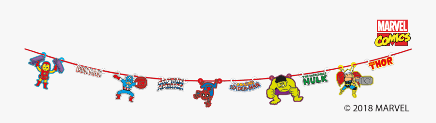 Marvel Pop Comic Party Paper Garland Bunting - Avengers, Transparent Clipart