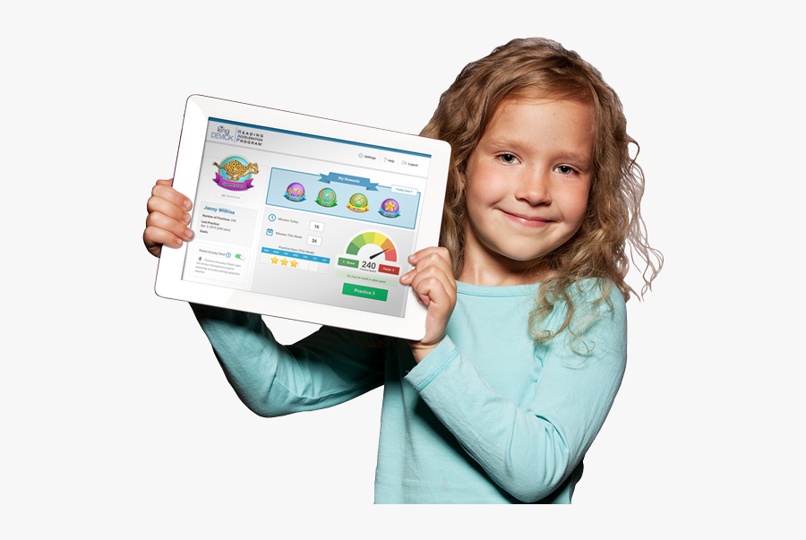 Little Girl With Tablet - Kid With Ipad, Transparent Clipart