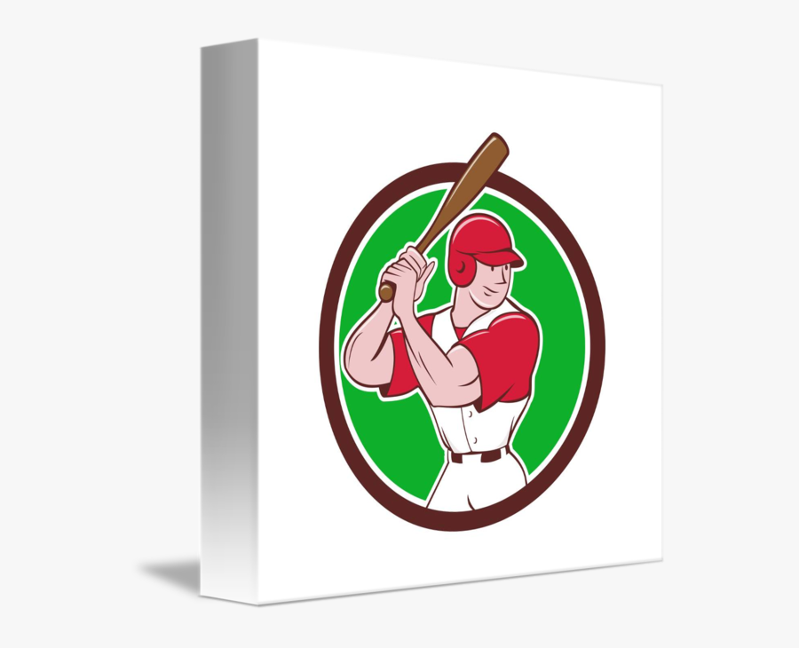 Baseball Player Batting Stance Circle Cartoon By Aloysius Vintage