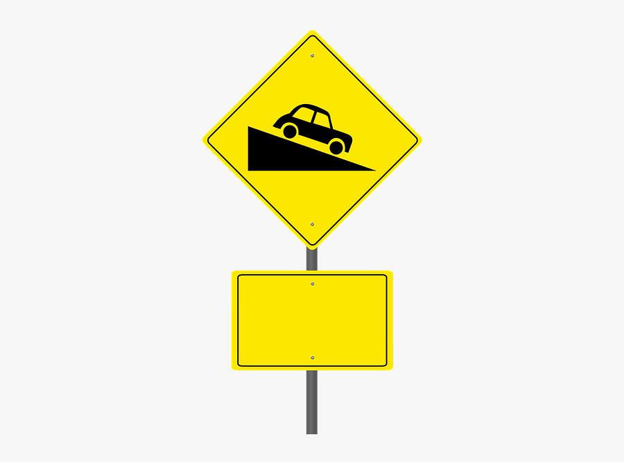 Road Sign, Steep Hill Ahead, Warning Sign, Blank Sign - Road Hill Sign Png, Transparent Clipart