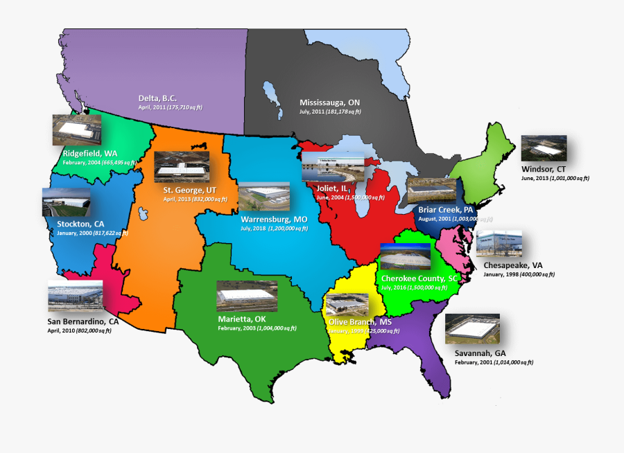 Annotated Map Of Dollar Tree Distribution Centers - Dollar Tree Dc Olive Branch Ms, Transparent Clipart